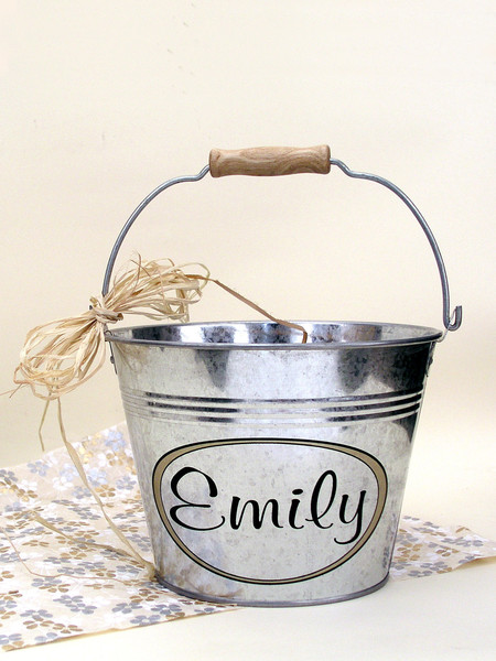 personalized metal pail, medium 3 quart size