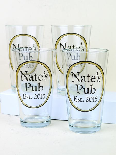 Set of four personalized pint glasses