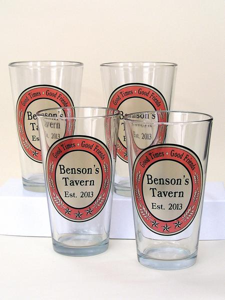 set of four personalized pint glasses
